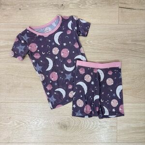 Little Sleepies Pink To The Moon & Back Short Sleeve Pajama Set